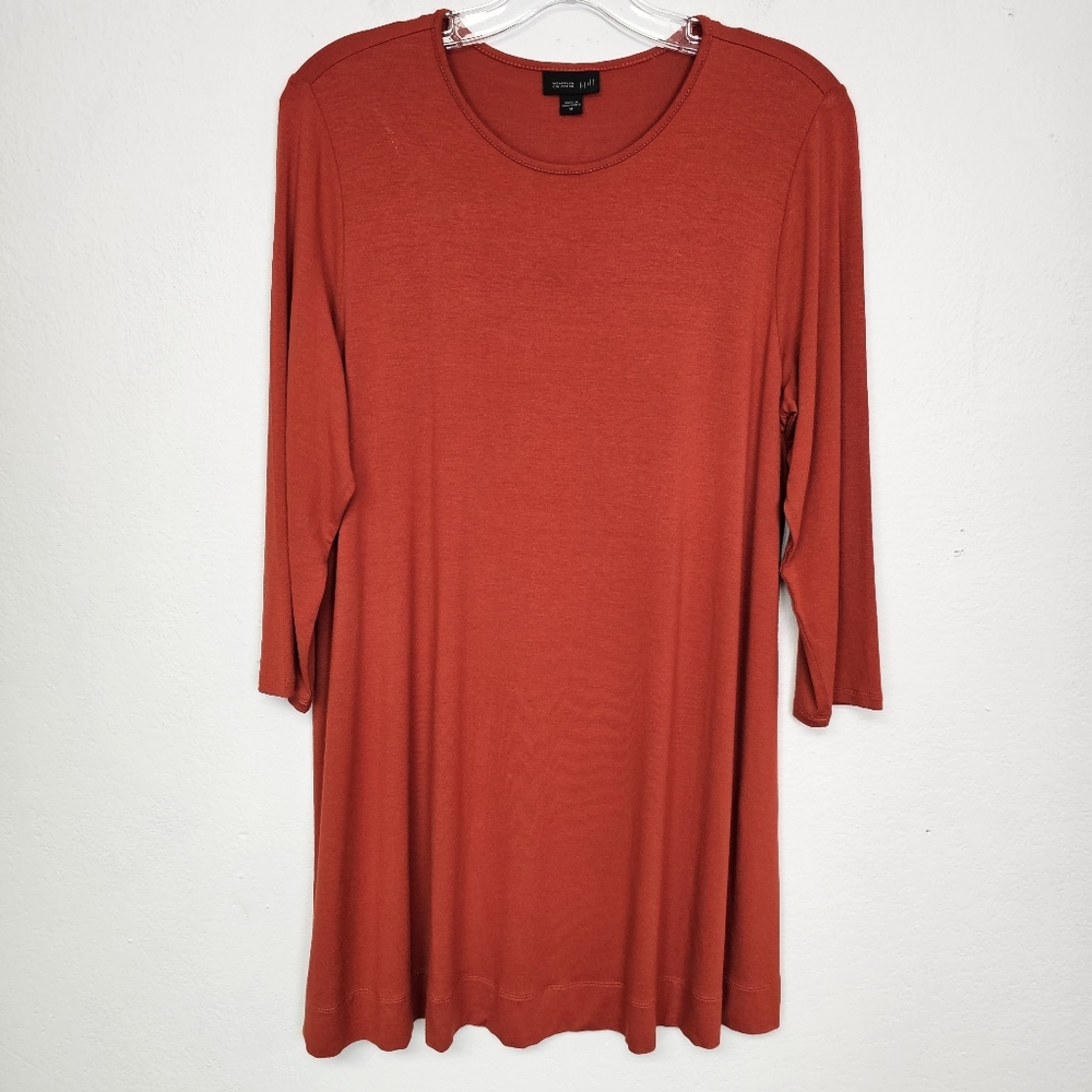 J.Jill Wearever Collection Tunic Top Red Jersey Knit Round Neck Sz M Holiday